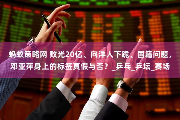 蚂蚁策略网 败光20亿、向洋人下跪、国籍问题，邓亚萍身上的标签真假与否？_乒乓_乒坛_赛场