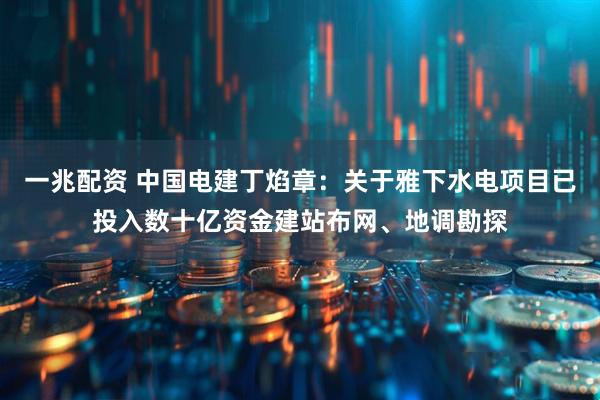 一兆配资 中国电建丁焰章：关于雅下水电项目已投入数十亿资金建站布网、地调勘探